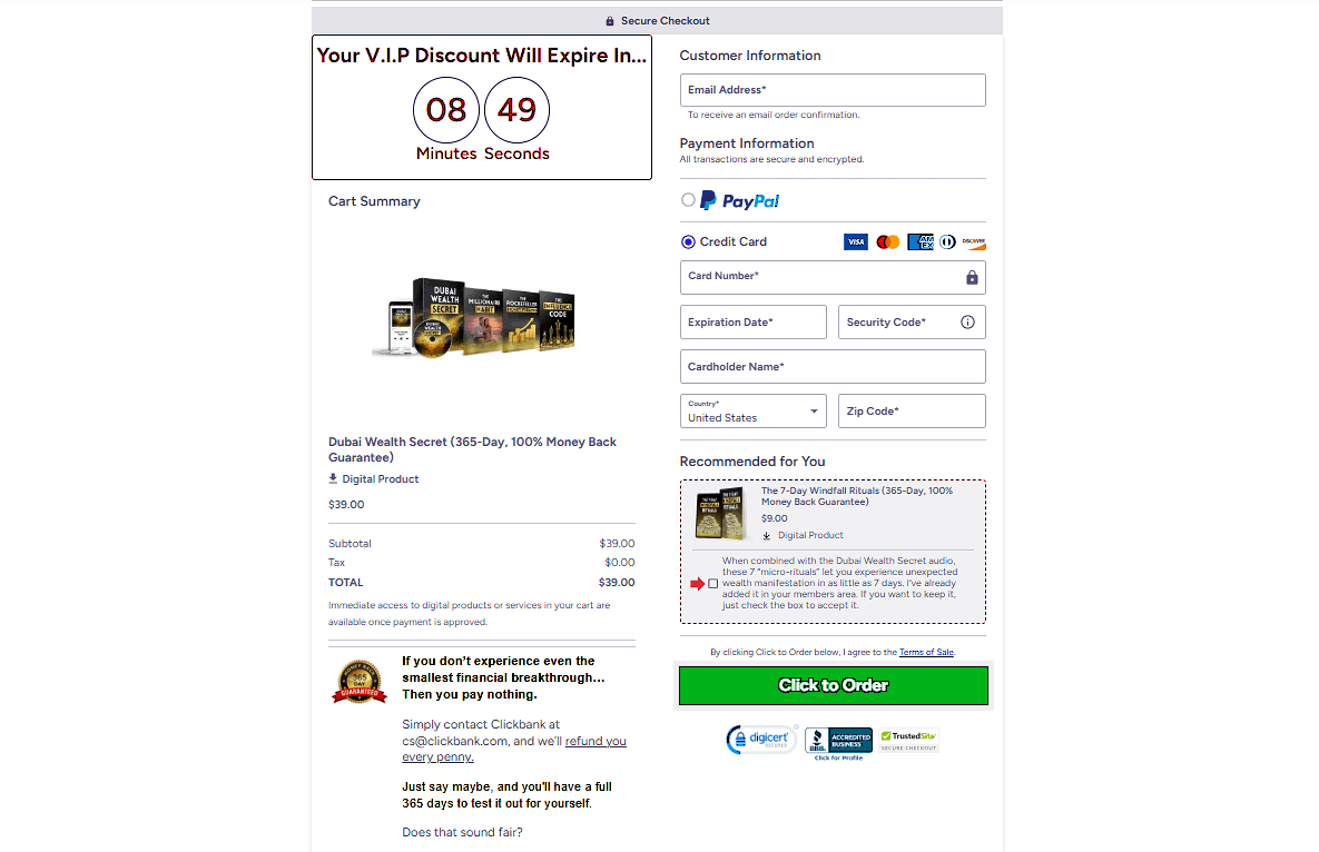 Dubai Wealth Secret Cheakout